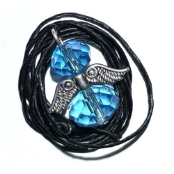 Angel Wing Light Blue Coloured Glass Crystal Pendant